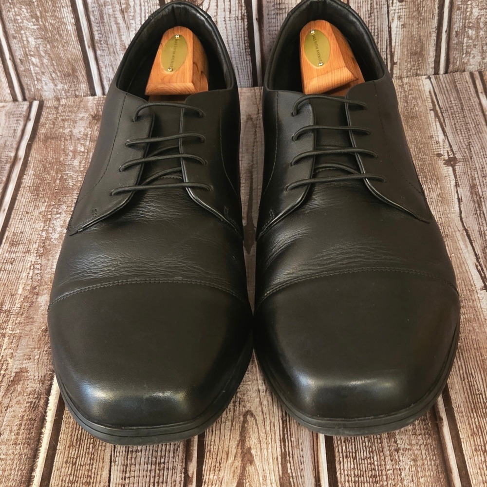 Sz 14 Mens Birchbury Brenston Black Leather Barefoot Comfort Cap Toe Shoes VGUC